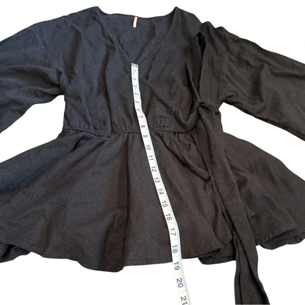 Free People Black wrap around top